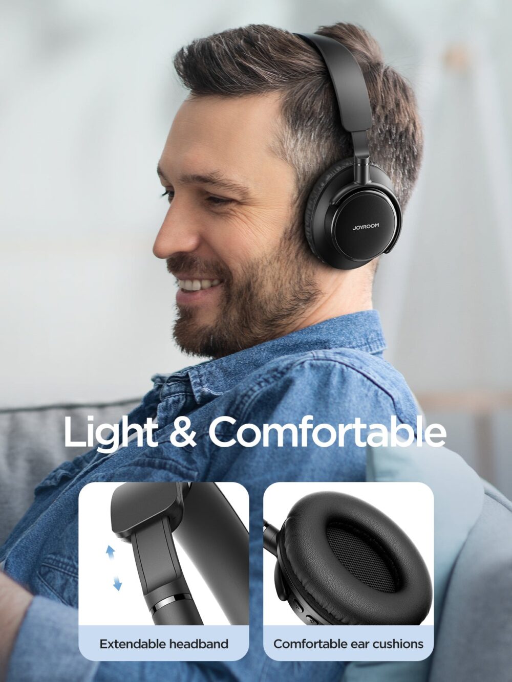 Joyroom JR-OH1 Wireless Bluetooth Headphone – Black | Official Authorized Shop - Image 7