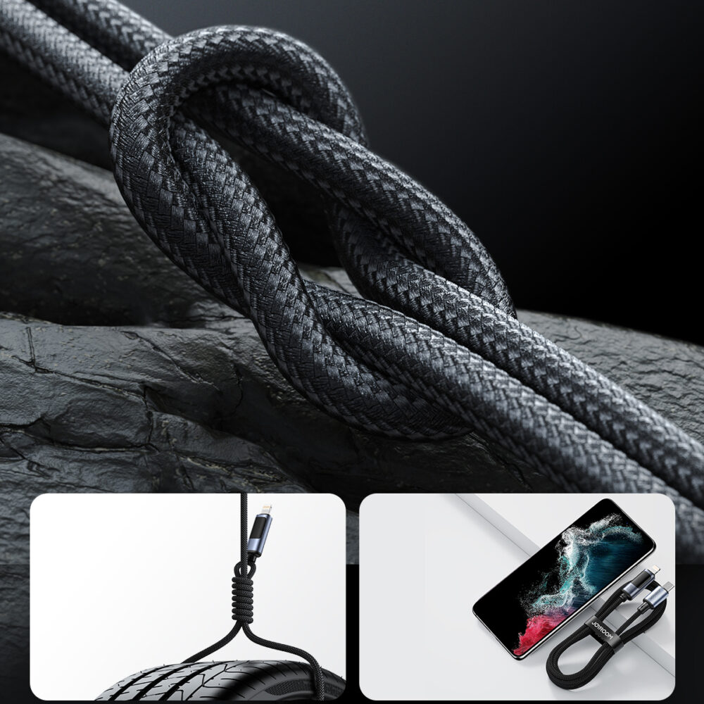 Joyroom 100W Fast Charging Cable with LED Display - S-CC100A16 - Prism Series Type-C to Type-C, 1.2m Nylon Braided, 480Mbps, E-Marker Chip - Image 4