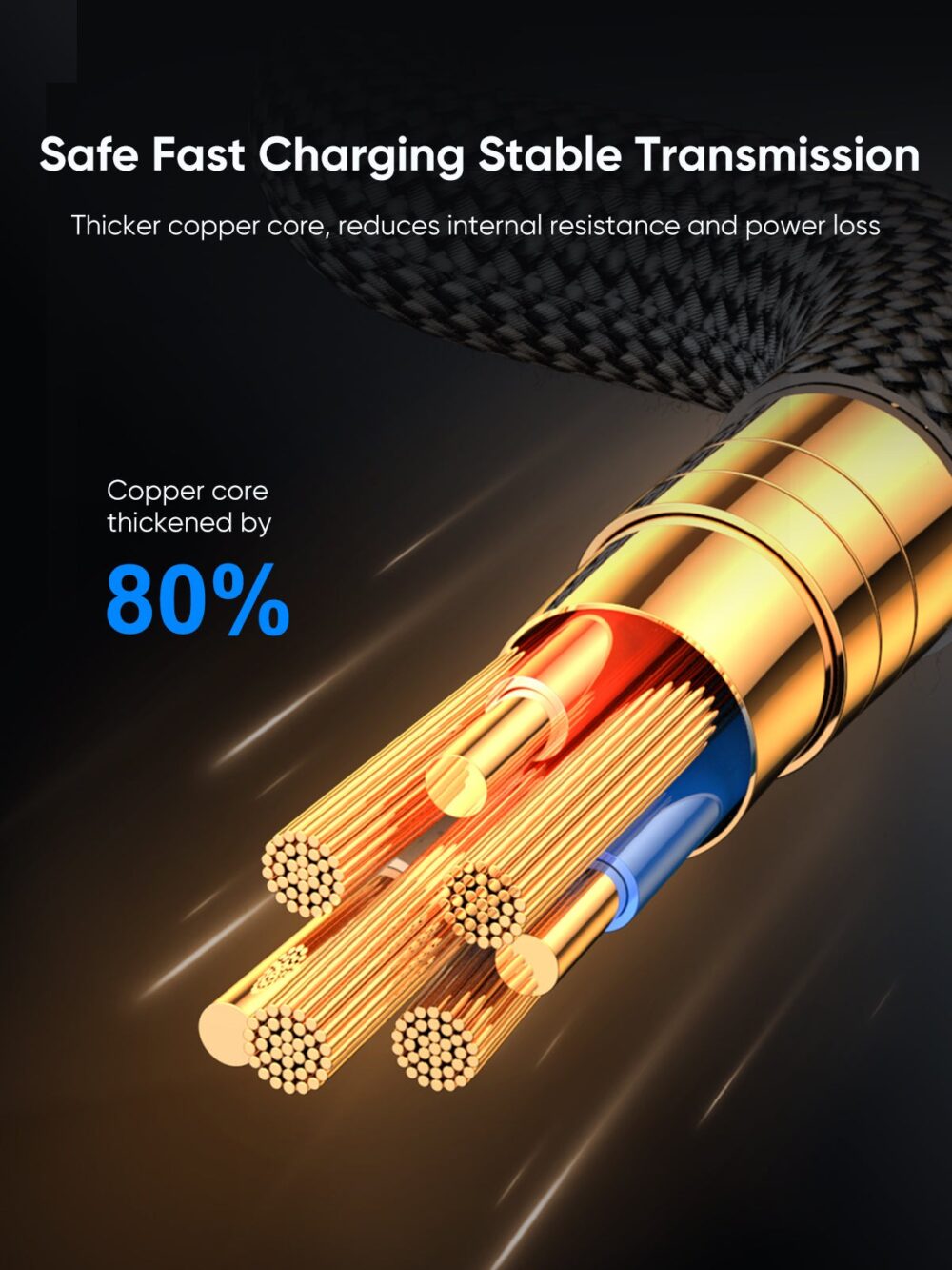 Joyroom 66W Fast Charging Cable with LED Display - S-AC066A16 - Prism Series USB-A to Type-C, 1.2m Nylon Braided, 480Mbps, E-Marker Chip - Image 4