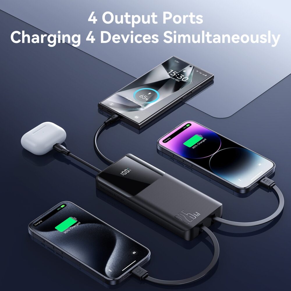 Joyroom JR-PBF19 10000mAh Power Bank – 22.5W Fast Charging, Dual Built-in Cables, Digital Display - Image 4