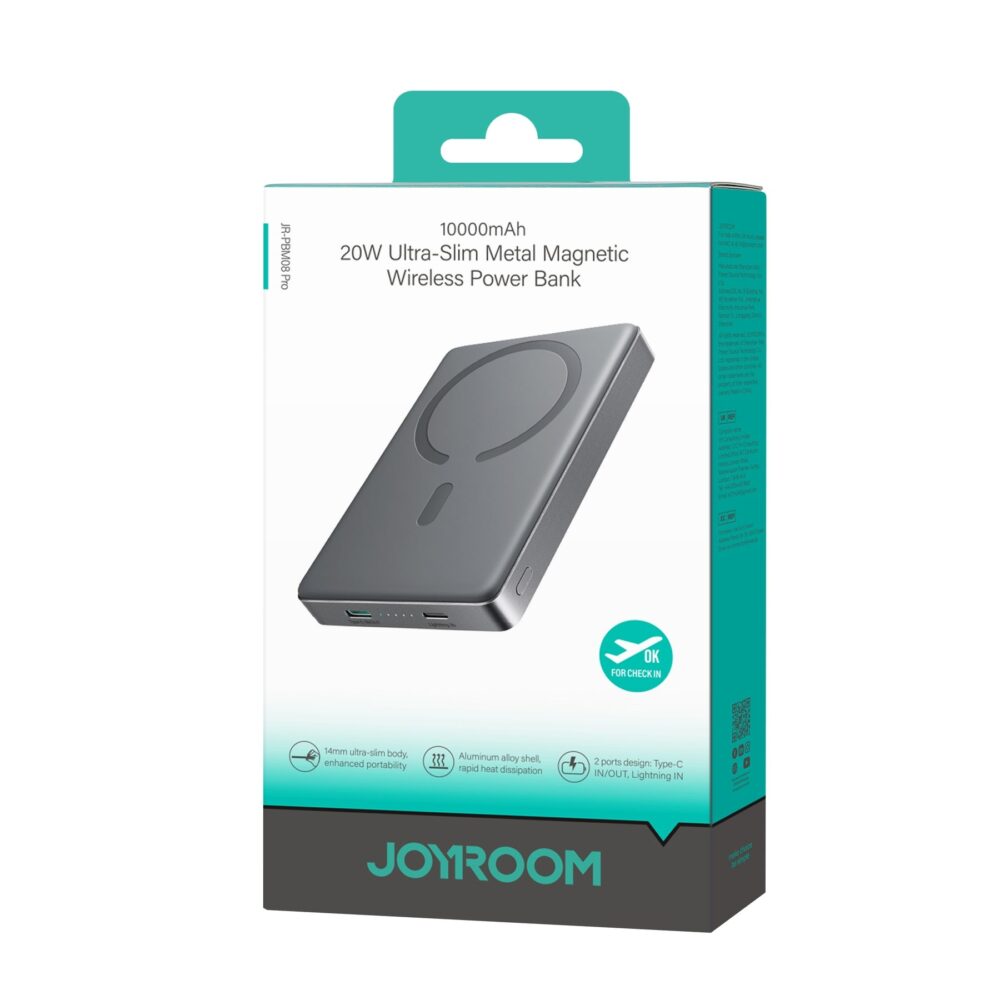 Joyroom JR-PBM08 Pro 10000mAh Magnetic Wireless Power Bank – 20W Fast Charging, 14mm Ultra-Slim Metal Design - Image 2