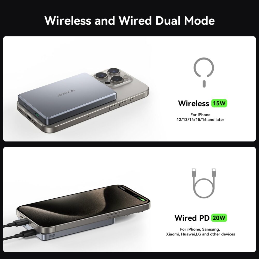 Joyroom JR-PBM08 Pro 10000mAh Magnetic Wireless Power Bank – 20W Fast Charging, 14mm Ultra-Slim Metal Design - Image 6